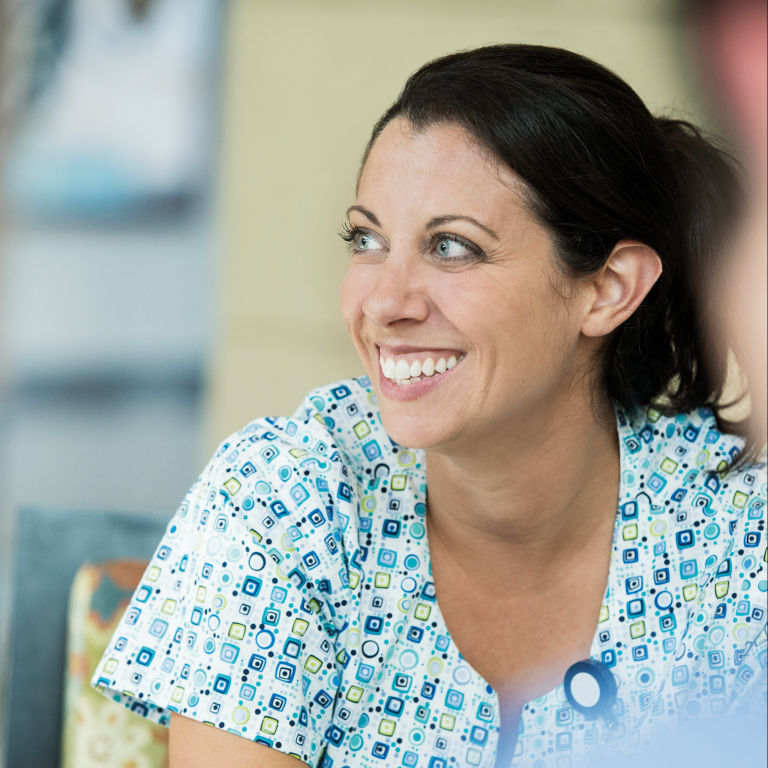 Nurse in a hospital lobby of a group practice