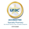 URAC Specialty Pharmacy accreditation seal for Biologics exp 2026